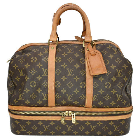 LOUIS VUITTON Vintage Sac Sport Monogram Canvas Boston Travel Bag Brown