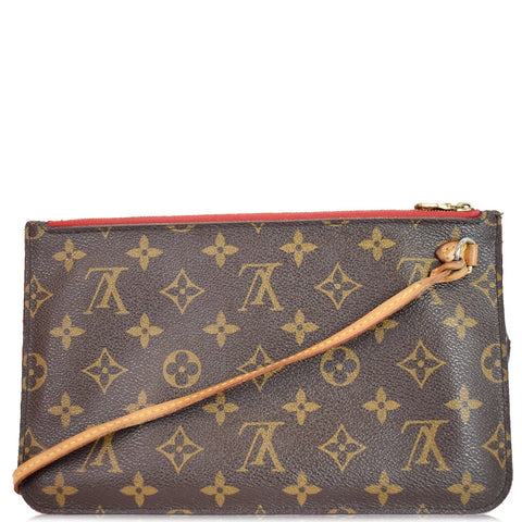 LOUIS VUITTON Pochette Wristlet Pouch Monogram Canvas Neverfull MM Brown