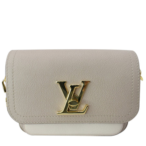 LOUIS VUITTON Lockme Tender Grained Calfskin Leather Shoulder Bag Greige