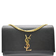 YVES SAINT LAURENT Kate Leather Gold Chain Clutch Crossbody Bag Black
