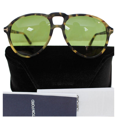 TOM FORD FT0645 56N 57 Lennon-02 Havana Sunglasses Green Lens