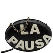 CHANEL La Pausa Embroidered Chevron Leather Chain Clutch Bag Black