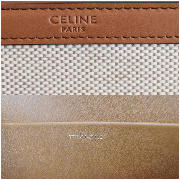 CELINE Triomphe Medium Leather Textile Shoulder Bag White