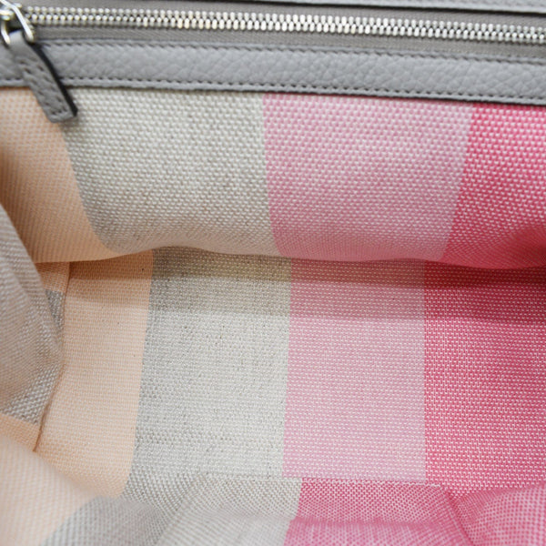 GUCCI Bamboo Daily Small Leather Shoulder Bag Grey 370831