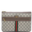 GUCCI Large Ophidia GG Supreme Monogram Leather Pouch Clutch Bag Beige 517551