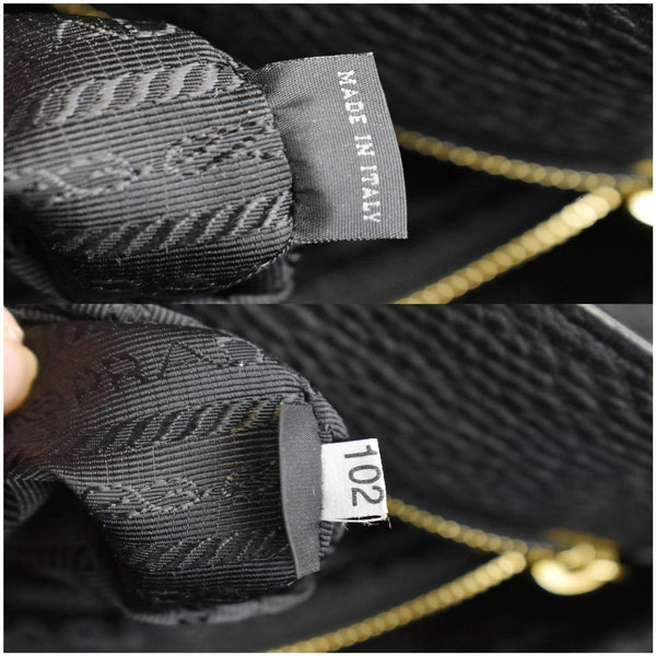 PRADA Sughero Vitello Daino Leather Tote Shoulder Bag Black