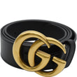 GUCCI Double G Buckle Leather Belt Black 400593 Size 100.40