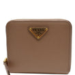 PRADA Small Saffiano Leather Zip Around Wallet Cameo Beige