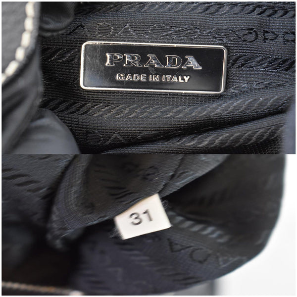 PRADA  Nylon Leather Strap Hobo Bag Black