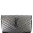 YVES SAINT LAURENT Monogram Grain De Poudre Chain Wallet Black