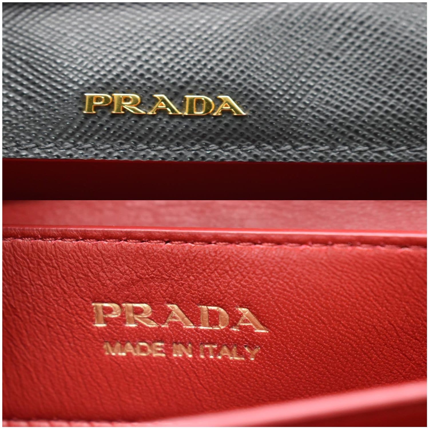 Black/fiery Red Prada Double Saffiano Leather Mini Bag