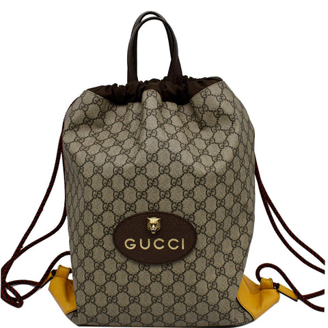 GUCCI Neo Vintage Drawstring GG Supreme Canvas Backpack Bag Beige 473872