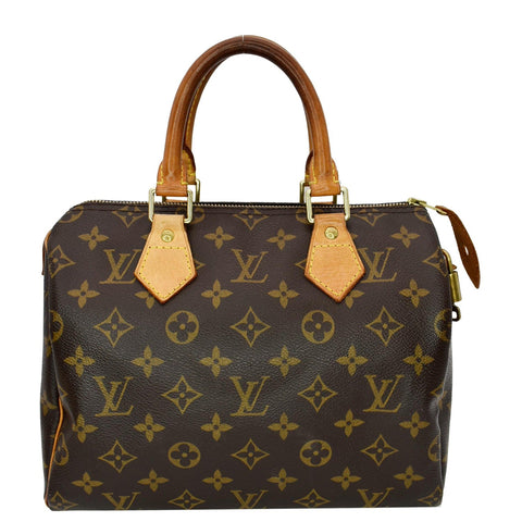 LOUIS VUITTON Speedy 25 Monogram Canvas Satchel Bag Brown - 10% OFF