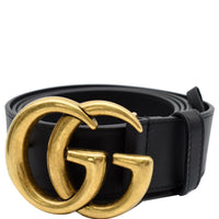 GUCCI 2015 Re-Edition Double G Wide Leather Belt Black 400593