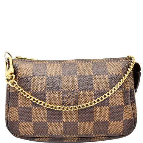 LOUIS VUITTON Mini Pochette Damier Ebene Pouch Brown