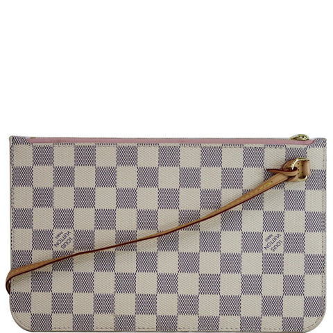 LOUIS VUITTON Pochette Wristlet Pouch Damier Azur Neverfull MM White