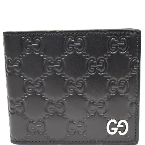 GUCCI GG Signature Leather Bi-Fold Wallet Black 473916