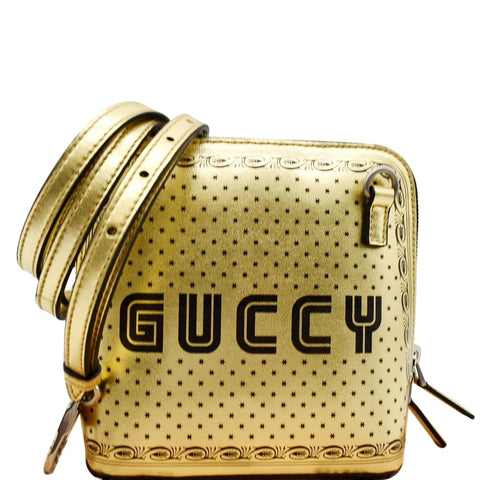 GUCCI Moon Steller Guccy Leather Crossbody Bag Gold 511189