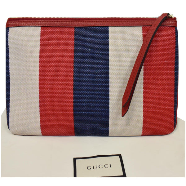 GUCCI Linea Merida Web Stripe Canvas Zip Pouch Multicolor 524788