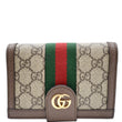 GUCCI Ophidia GG Supreme Monogram Web Passport Case Wallet Beige 598914