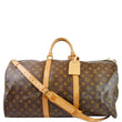LOUIS VUITTON Keepall Bandouliere 55 Monogram Canvas Travel Bag Brown