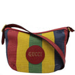 GUCCI Baiadera Stripe Script Logo Half Moon Canvas Hobo Shoulder Bag Multicolor 626422