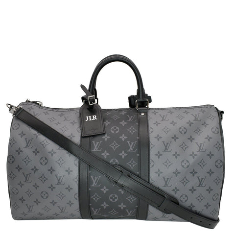 LOUIS VUITTON Keepall 50 Bandouliere Monogram Eclipse Travel Bag Black  - New Year Deals