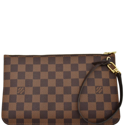 LOUIS VUITTON Neverfull MM Damier Ebene Pochette Wristlet Pouch Brown