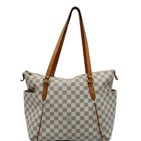 LOUIS VUITTON Totally MM Damier Azur Shoulder Bag White