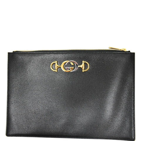 GUCCI Zumi Grainy Leather Pouch Black 570728 - 25% OFF