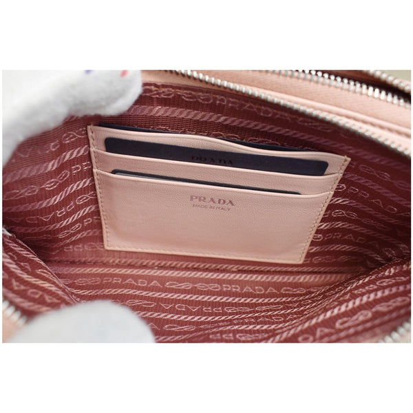 PRADA Nappa Mini Impunture Bandoliera Chain Leather Crossbody Bag Orchidea