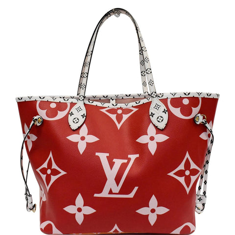 LOUIS VUITTON Giant Neverfull MM Monogram Canvas Shoulder Bag Red/Pink