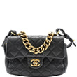 CHANEL Mini Trapezio Flap Quilted Sheepskin Leather Crossbody Bag Black