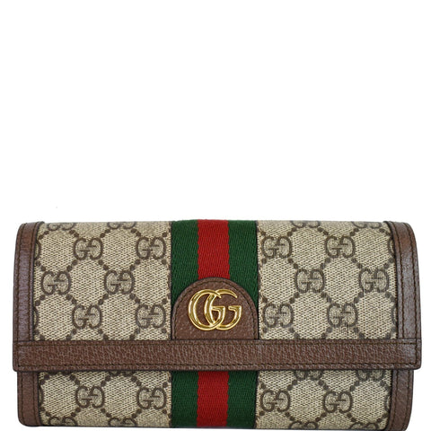 GUCCI Ophidia GG Continental Supreme Canvas Wallet Beige 523153