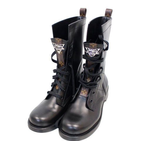 LOUIS VUITTON Metropolis Flat Ranger Monogram Combat Boot Black