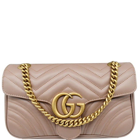 GUCCI GG Marmont Small Matelasse Leather Crossbody Bag Nude 443497