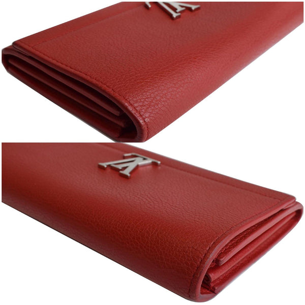 Lv Lockme II Calfskin Leather Wallet red corners