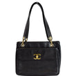 CHANEL Vintage Front Pocket Caviar Leather Tote Bag Black