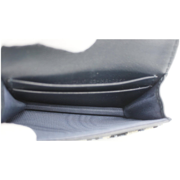 CHRISTIAN DIOR Saddle Flap Jacquard Canvas Card Holder Beige