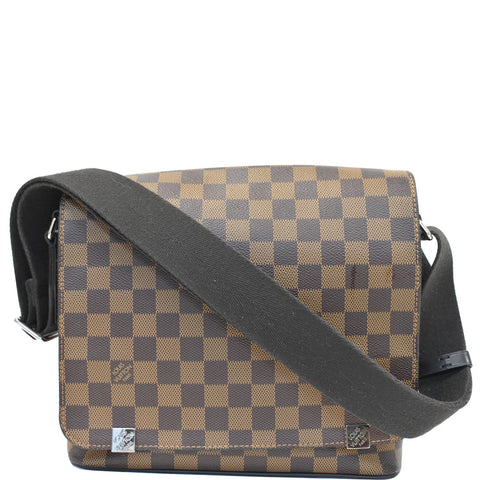 LOUIS VUITTON District PM Damier Ebene Canvas Messenger Bag Brown