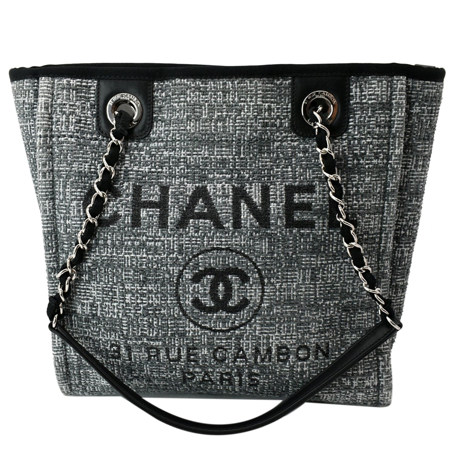 Chanel Navy Lurex Boucle Small Deauville Tote Bag – The Closet