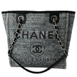CHANEL Deauville Small Lurex Boucle Canvas Tote Bag Grey