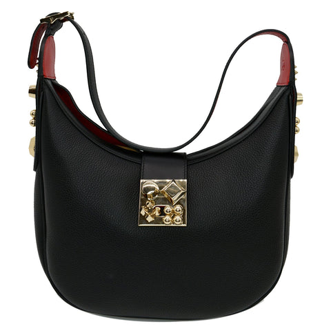 CHRISTIAN LOUBOUTIN Carasky Small Leather Hobo Bag Black