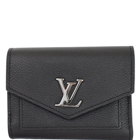 LOUIS VUITTON Mylockme Compact Leather Wallet Black