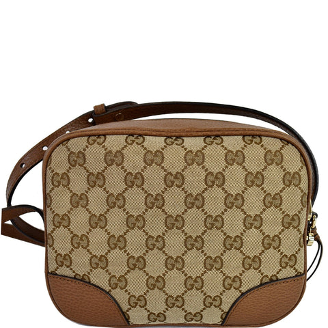 GUCCI Bree GG Canvas Leather Crossbody Bag Beige 449413