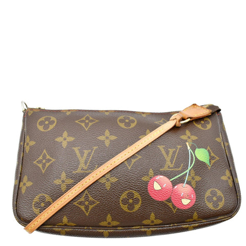 LOUIS VUITTON Cerises Monogram Canvas Pochette Accessoires Pouch Bag Brown