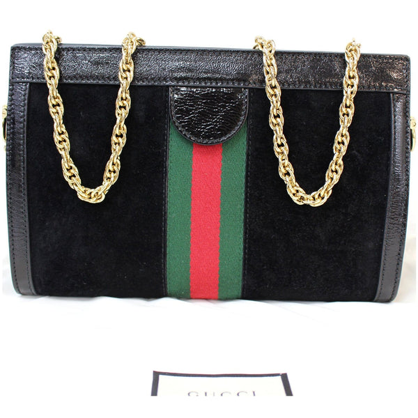 GUCCI Ophidia GG Small Web Suede Leather Shoulder Bag Black 503877