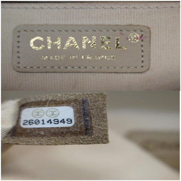 CHANEL BOY Braided Lambskin Leather Shoulder Bag Beige
