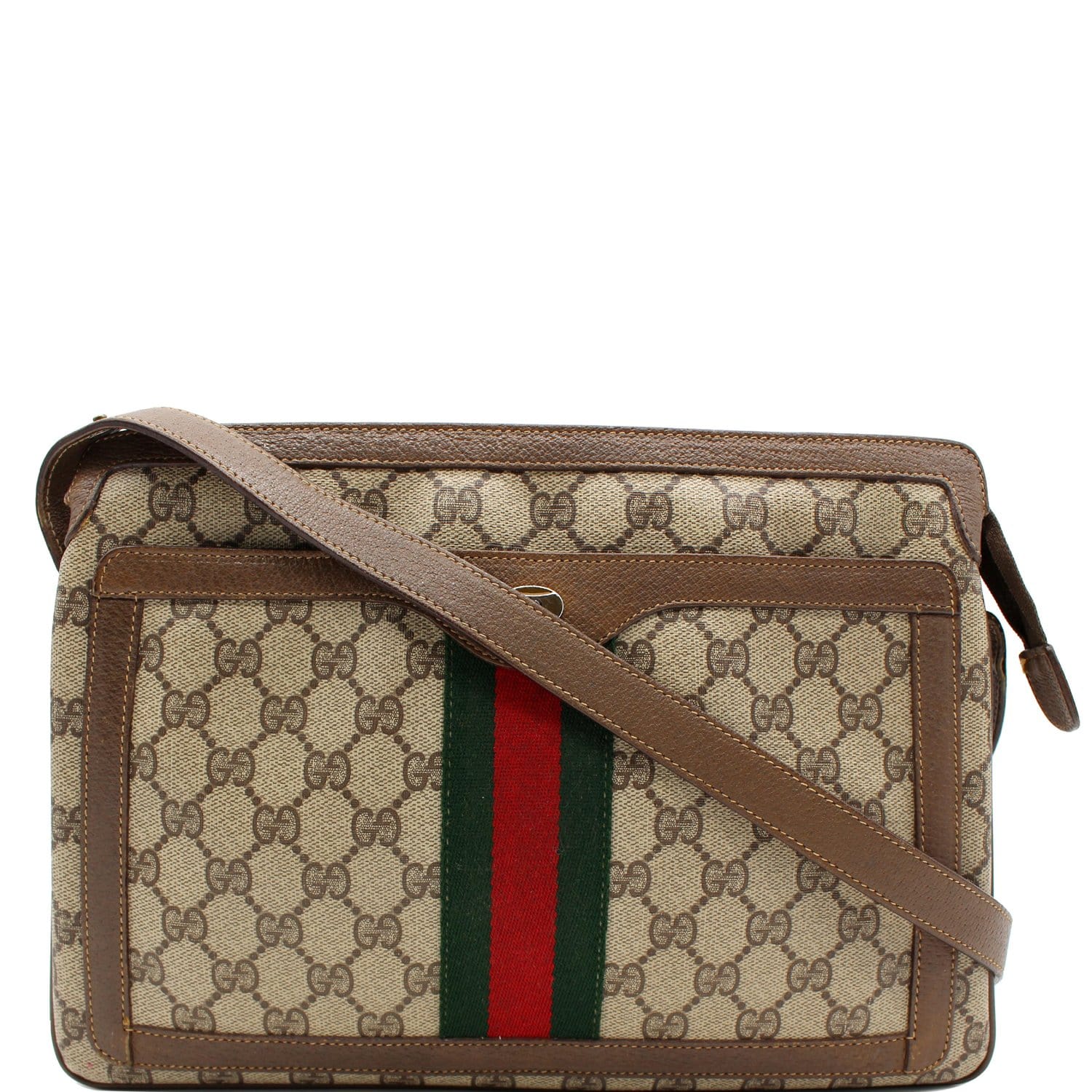 Gucci Beige/Brown GG Supreme Canvas Vintage Web Messenger Bag Gucci