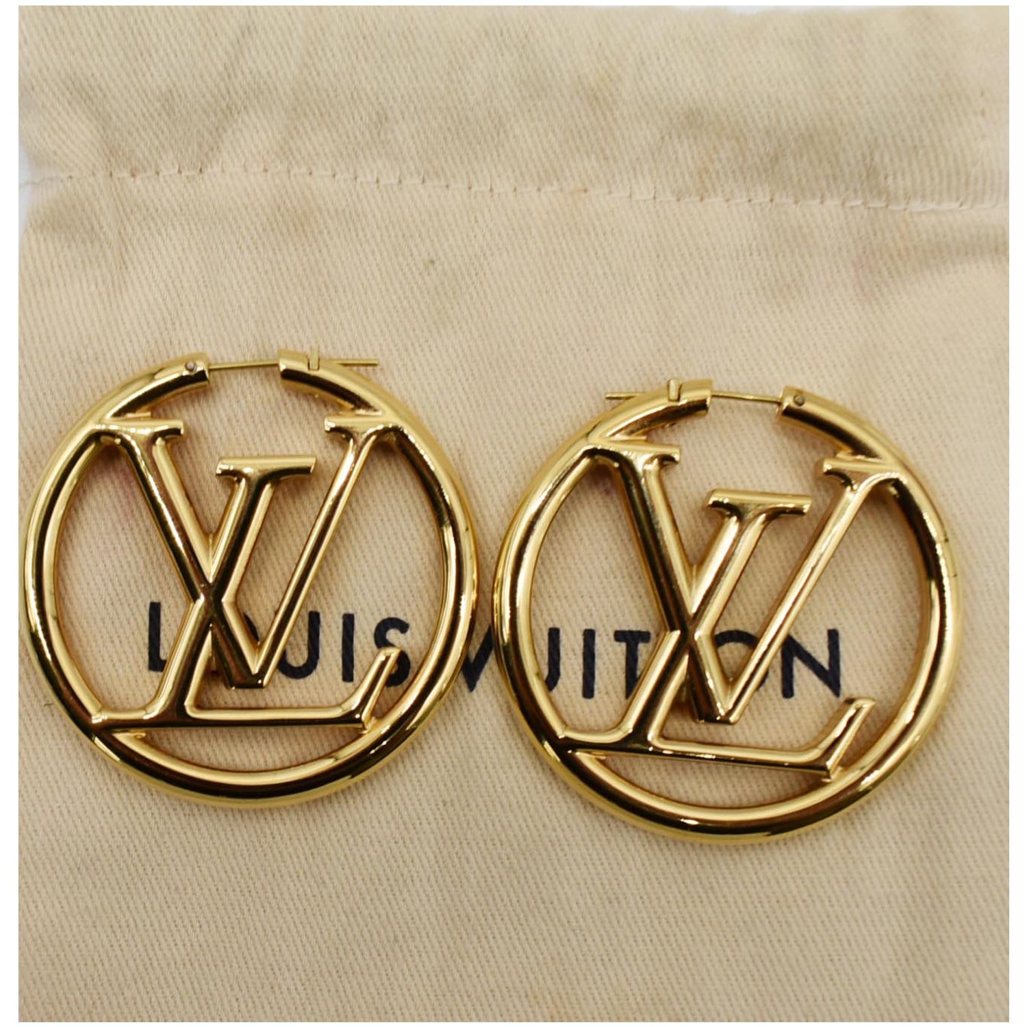 Louis Vuitton Louise Earrings ( mid size LV hoop earrings) 